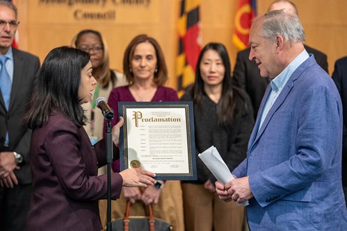 Photo of Building Safety Month Proclamation with County Executive Marc Elrich and County Council President Natali Fani-Gonzalez
