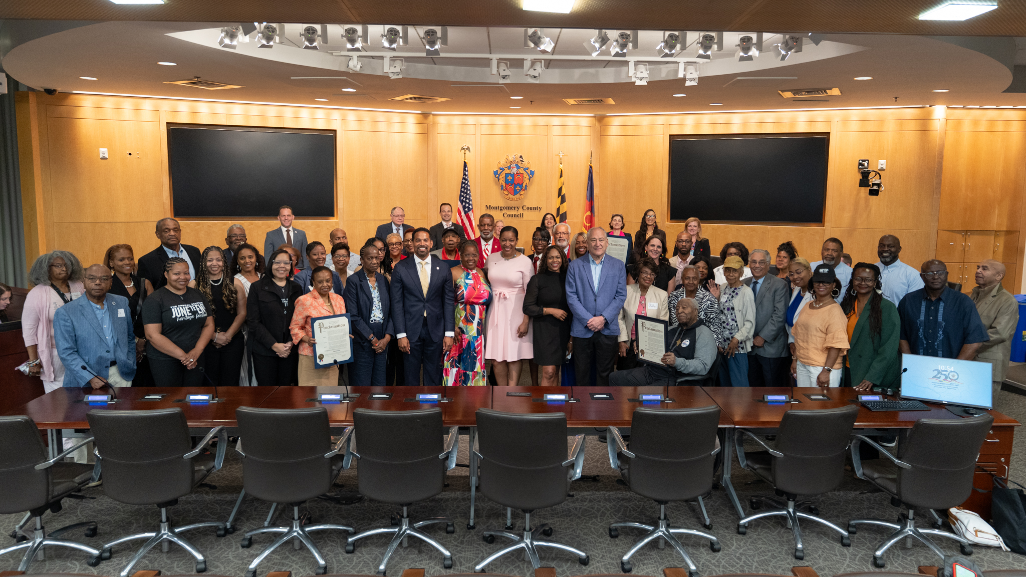Group in Council chamber for Juneteenth proclamation.