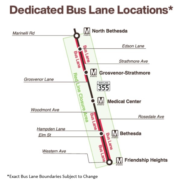 Map of dedicated bus lanes