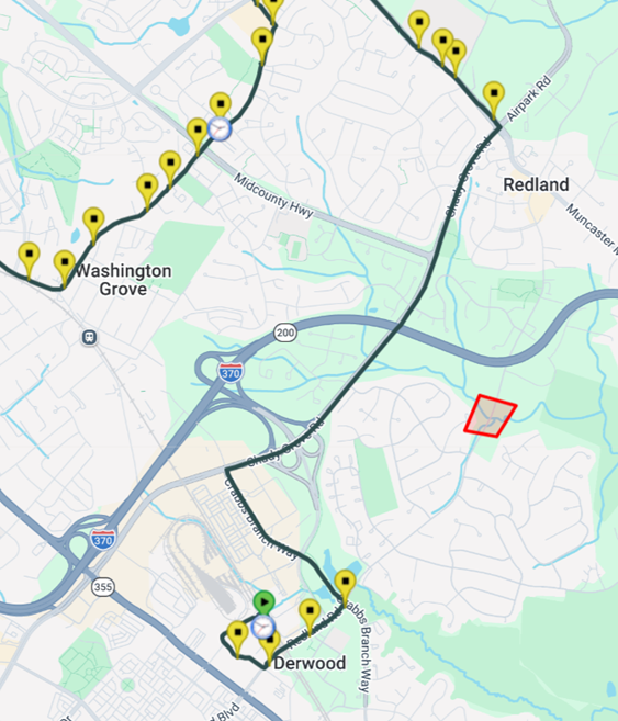Map of Bus Route&nbsp;57 to Lakeforest
